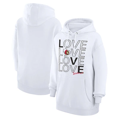 Women's G-III 4Her by Carl Banks  White Ottawa Senators Hockey Love Fleece Pullover Hoodie