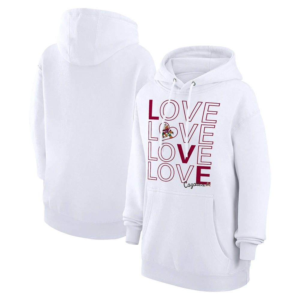 Women's G-III 4Her by Carl Banks White Arizona Coyotes Hockey Love Fleece Pullover Hoodie