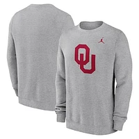 Men's Jordan Brand Heather Gray Oklahoma Sooners Primetime Evergreen Fleece Pullover Sweatshirt