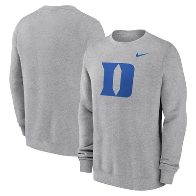 Men's Nike Heather Gray Duke Blue Devils Primetime Evergreen Fleece Pullover Sweatshirt