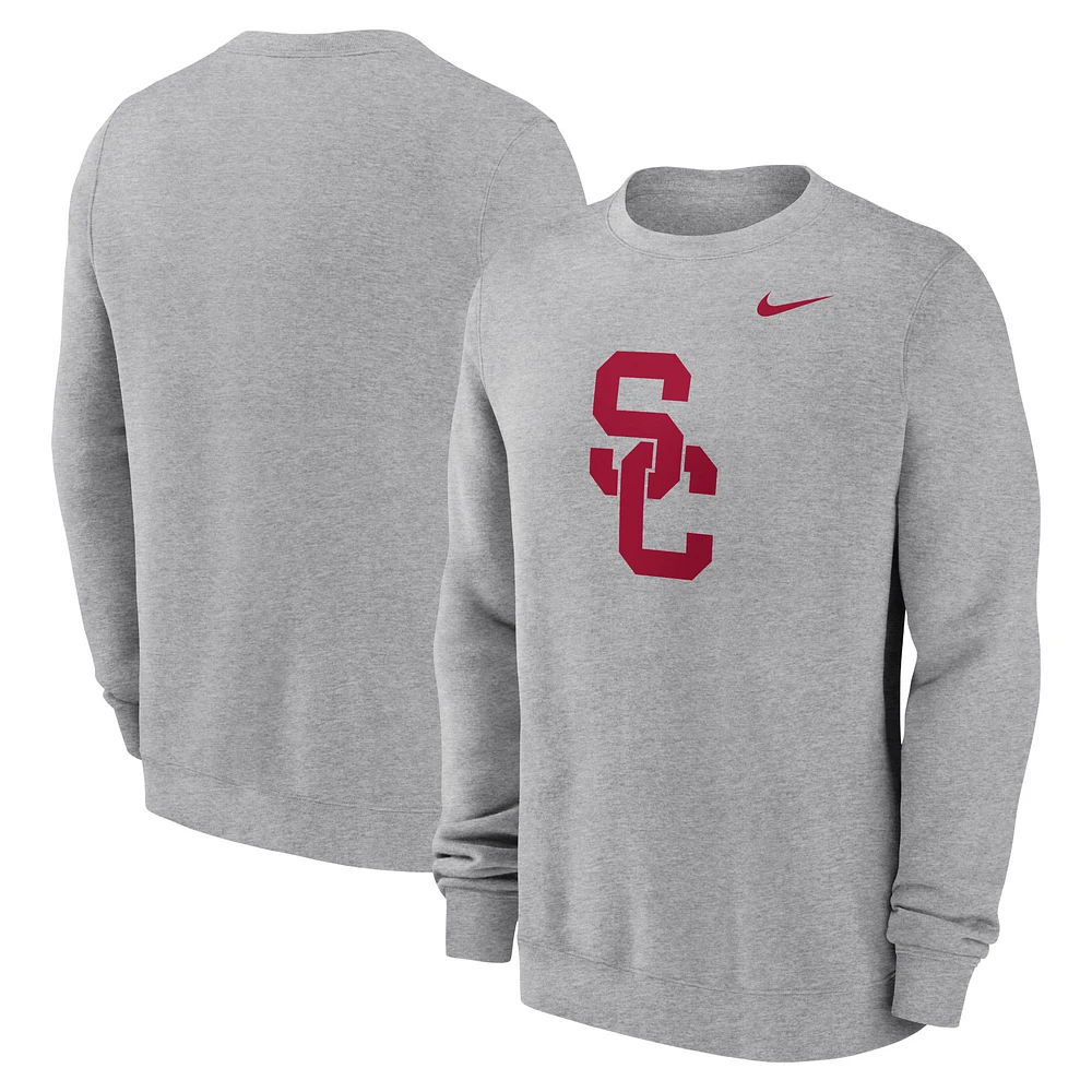 Men's Nike Heather Gray USC Trojans Primetime Evergreen Fleece Pullover Sweatshirt