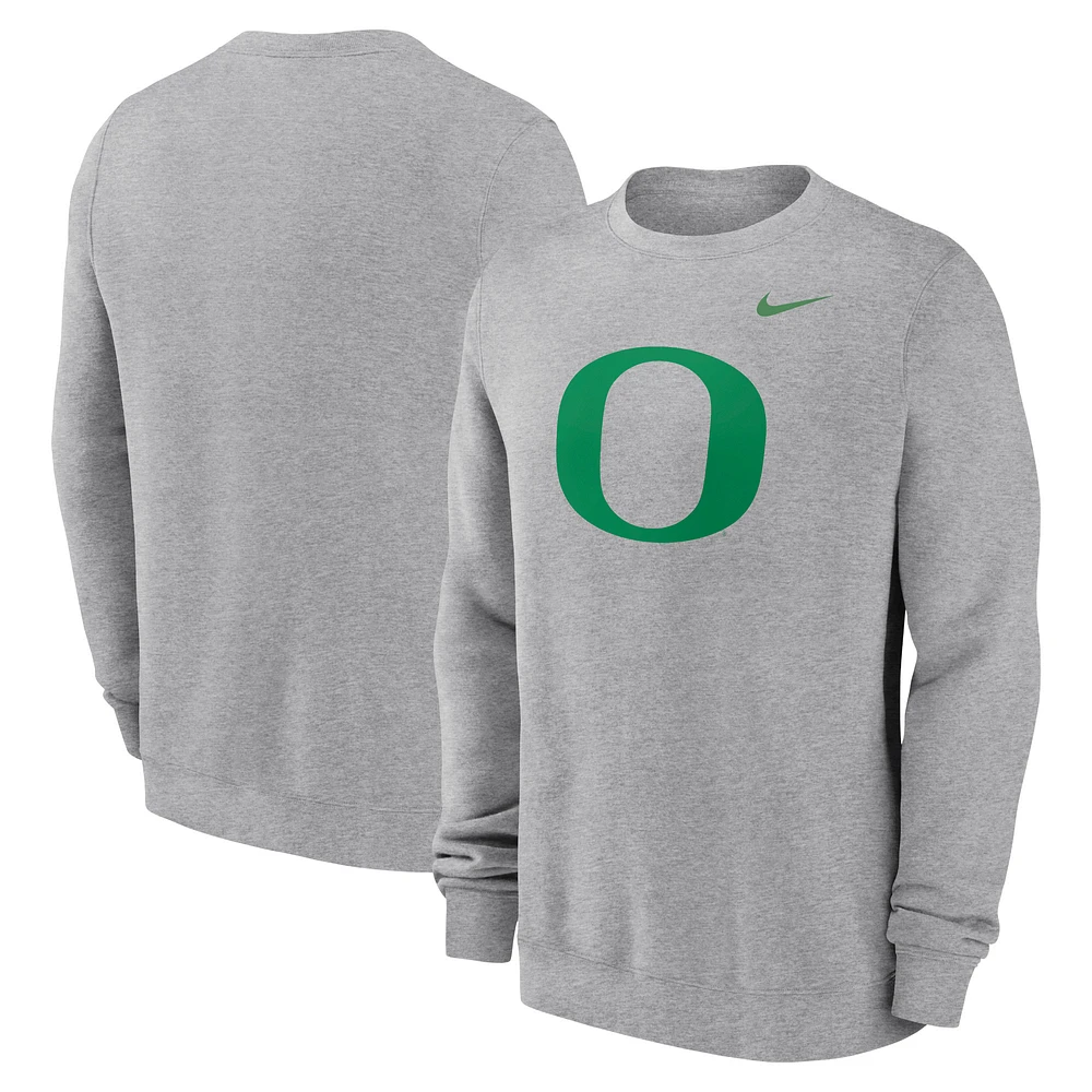 Men's Nike Heather Gray Oregon Ducks Primetime Evergreen Fleece Pullover Sweatshirt