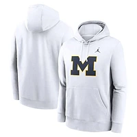 Men's Jordan Brand White Michigan Wolverines Primetime Evergreen Club Fleece Pullover Hoodie