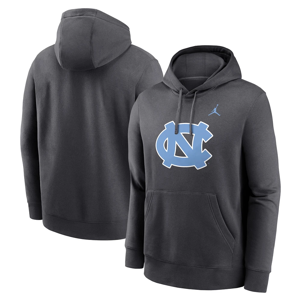 Men's Jordan Brand Anthracite North Carolina Tar Heels Primetime Evergreen Club Fleece Pullover Hoodie