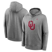 Men's Jordan Brand Heather Gray Oklahoma Sooners Primetime Evergreen Club Fleece Pullover Hoodie