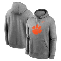 Men's Nike Heather Gray Clemson Tigers Primetime Evergreen Club Fleece Pullover Hoodie