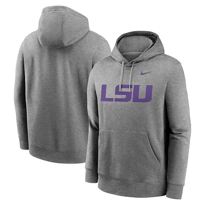 Men's Nike Heather Gray LSU Tigers Primetime Evergreen Club Fleece Pullover Hoodie