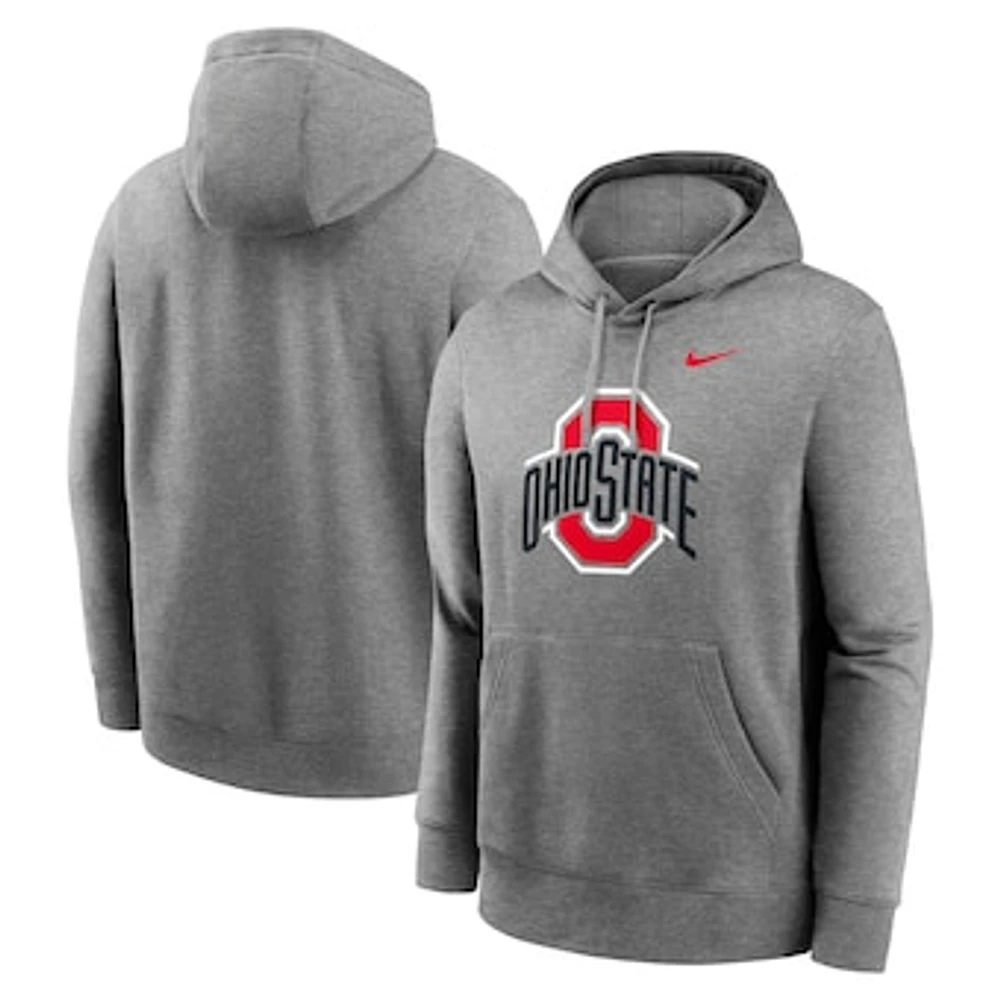 Men's Nike Heather Gray Ohio State Buckeyes Primetime Club Fleece Pullover Hoodie