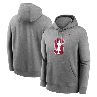 Men's Nike Heather Gray Stanford Cardinal Primetime Evergreen Club Fleece Pullover Hoodie