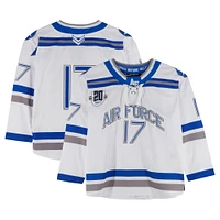 Air Force Falcons Team-Issued #17 White and Blue Jersey with Atlantic Hockey 20th Anniversary Patch from the Hockey Program