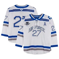 Air Force Falcons Team-Issued #27 White and Blue Jersey with Atlantic Hockey 20th Anniversary Patch from the Hockey Program