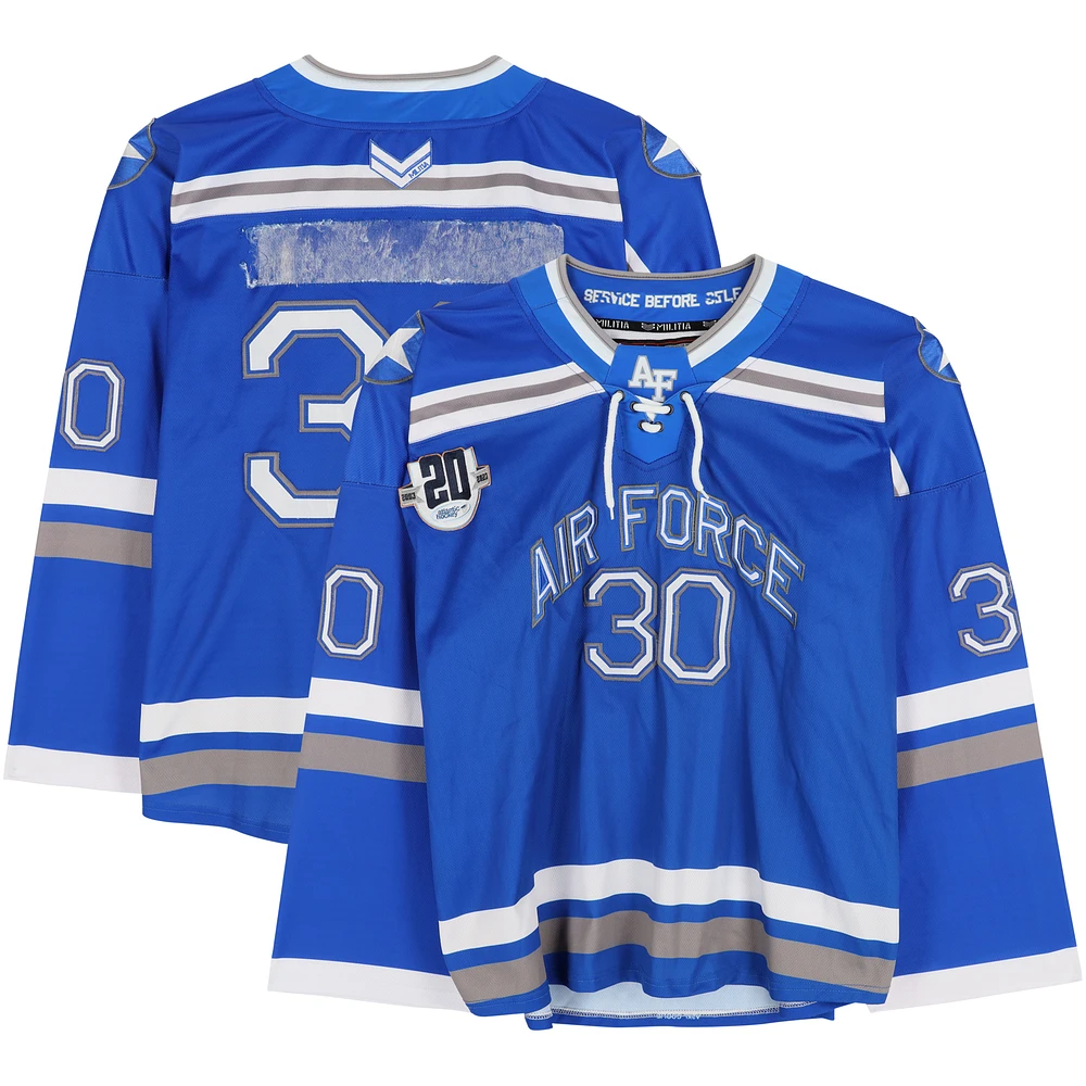 Air Force Falcons Team-Issued #30 Blue Jersey with 20th Anniversary Patch from the Hockey Program