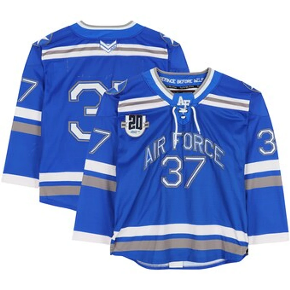 Air Force Falcons Team-Issued #37 Blue Jersey with 20th Anniversary Patch from the Hockey Program
