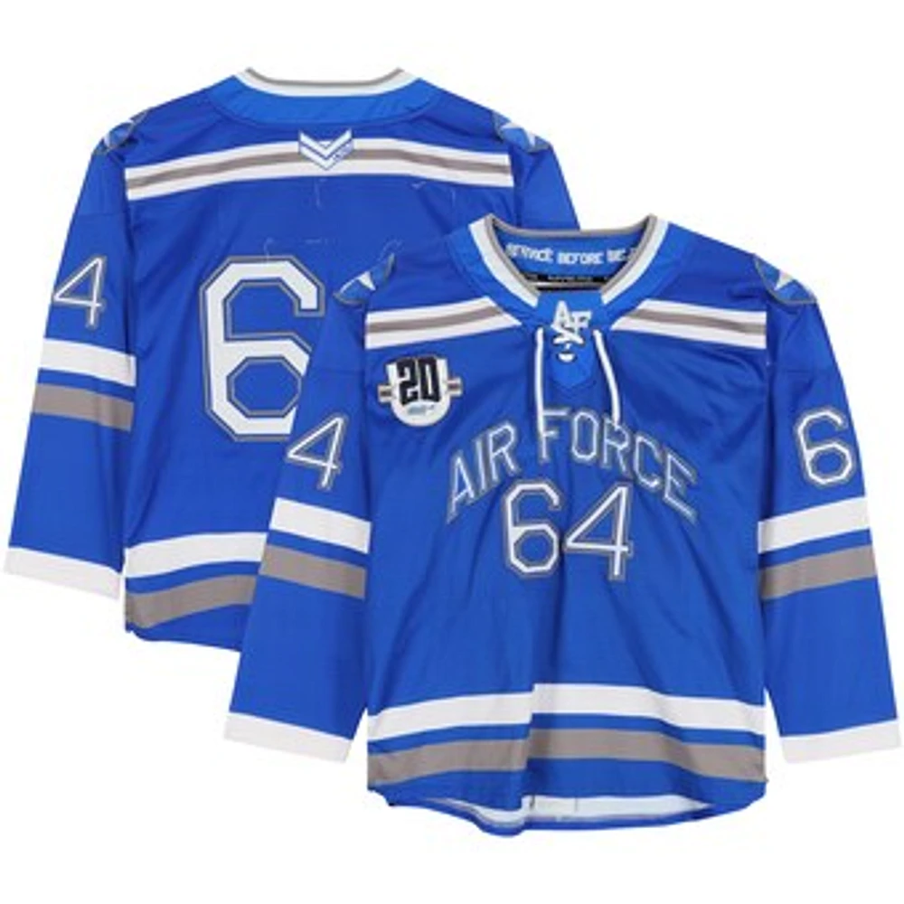 Air Force Falcons Team-Issued #64 Blue Jersey with 20th Anniversary Patch from the Hockey Program