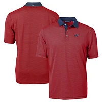 Men's Cutter & Buck Red/Navy Buffalo Bills Virtue Eco Pique Micro Stripe Recycled Polo