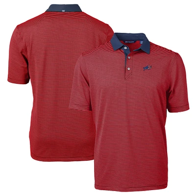 Men's Cutter & Buck Red/Navy Buffalo Bills Virtue Eco Pique Micro Stripe Recycled Polo
