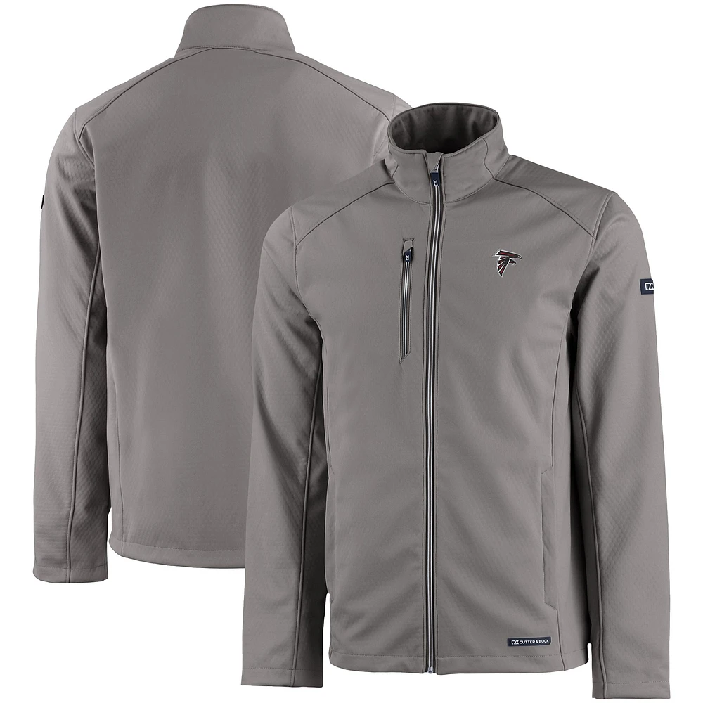 Men's Cutter & Buck Gray Atlanta Falcons Evoke Eco Softshell Recycled Full-Zip Jacket
