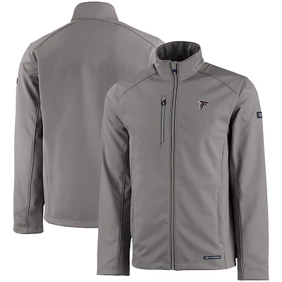 Men's Cutter & Buck Gray Atlanta Falcons Evoke Eco Softshell Recycled Full-Zip Jacket