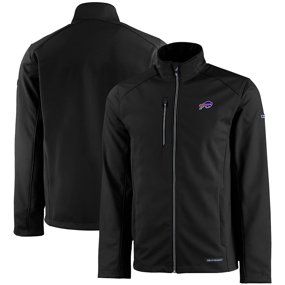 Men's Cutter & Buck Black Buffalo Bills Evoke Eco Softshell Recycled Full-Zip Jacket