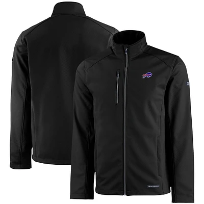 Men's Cutter & Buck Black Buffalo Bills Evoke Eco Softshell Recycled Full-Zip Jacket
