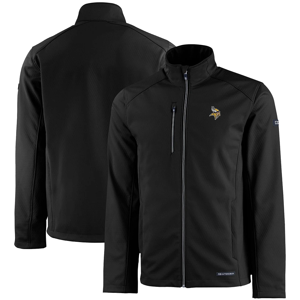 Men's Cutter & Buck Black Minnesota Vikings Evoke Eco Softshell Recycled Full-Zip Jacket