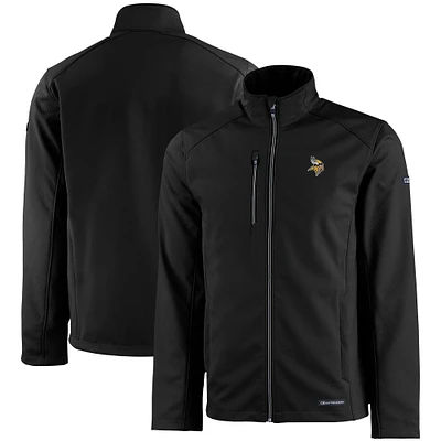 Men's Cutter & Buck Black Minnesota Vikings Evoke Eco Softshell Recycled Full-Zip Jacket