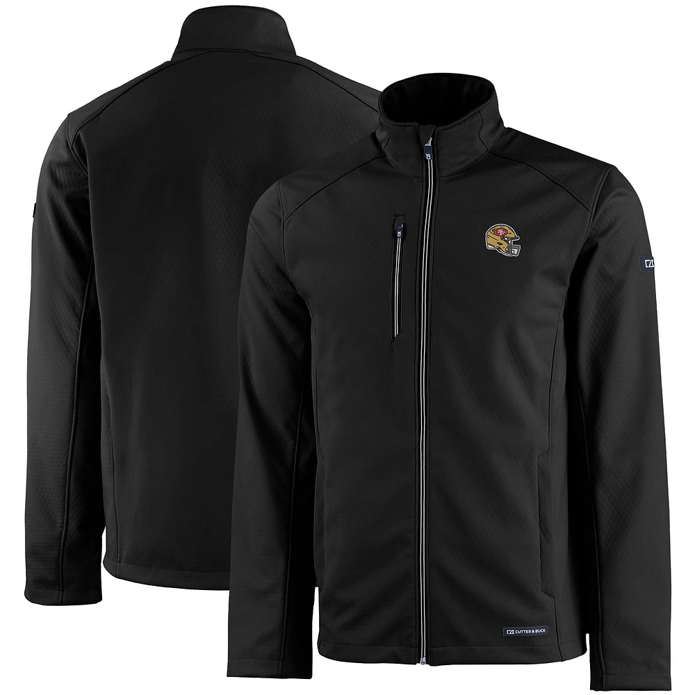 Men's Cutter & Buck Black San Francisco 49ers Evoke Eco Softshell Recycled Full-Zip Jacket