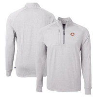 Men's Cutter & Buck Heather Chicago Bears Adapt Eco Knit Quarter-Zip Pullover Top