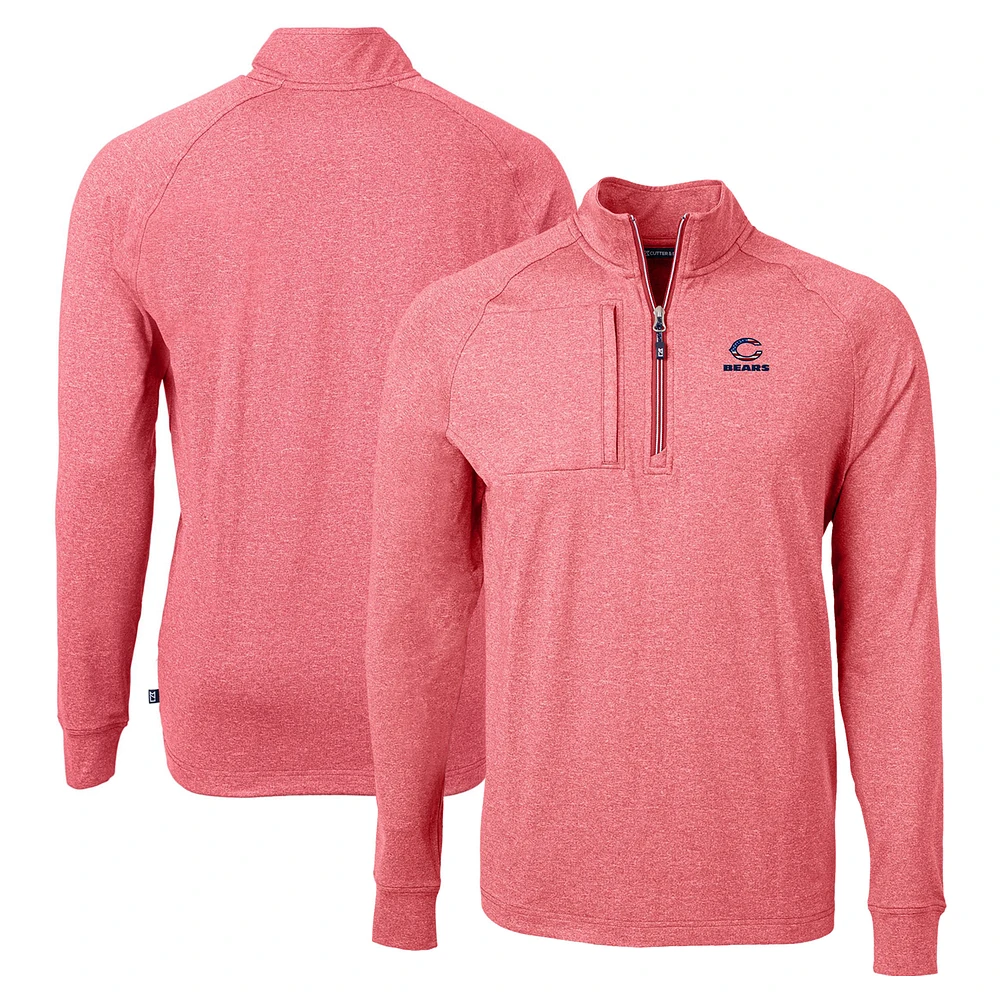 Men's Cutter & Buck Heather Chicago Bears Adapt Eco Knit Quarter-Zip Pullover Top