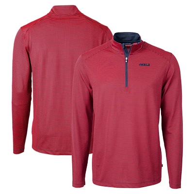 Men's Cutter & Buck Navy/ San Francisco 49ers Virtue Eco Pique Micro Stripe Recycled Quarter-Zip Pullover Top