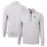 Men's Cutter & Buck  Heather Gray New Orleans Saints  Adapt Eco Knit Quarter-Zip Pullover Top