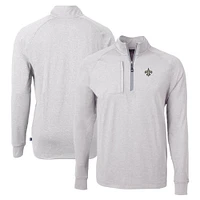 Men's Cutter & Buck  Heather Gray New Orleans Saints  Adapt Eco Knit Quarter-Zip Pullover Top