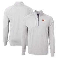 Men's Cutter & Buck  Heather Gray Washington Commanders Adapt Eco Knit Quarter-Zip Pullover Top