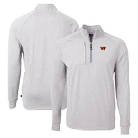 Men's Cutter & Buck  Heather Gray Washington Commanders Adapt Eco Knit Quarter-Zip Pullover Top