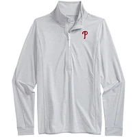 Women's Vineyard Vines Heather Gray/White Philadelphia Phillies Microstripe Sankaty Half-Zip Top