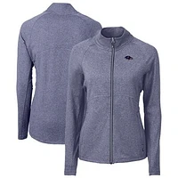 Women's Cutter & Buck  Heather Navy Baltimore Ravens Adapt Eco Knit Recycled Full-Zip Jacket