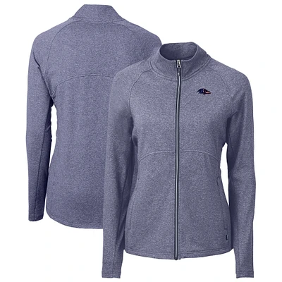 Women's Cutter & Buck  Heather Navy Baltimore Ravens Adapt Eco Knit Recycled Full-Zip Jacket