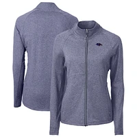 Women's Cutter & Buck  Heather Navy Baltimore Ravens Adapt Eco Knit Recycled Full-Zip Jacket