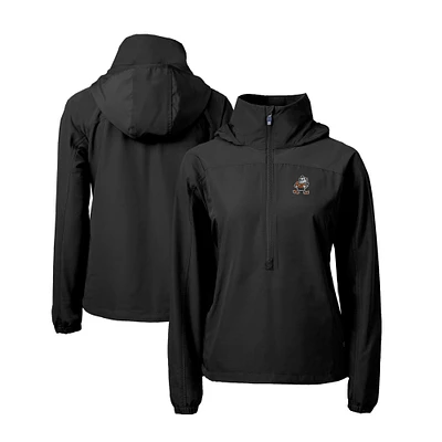 Women's Cutter & Buck Black Cleveland Browns Charter Eco Recycled Half-Zip Anorak Jacket
