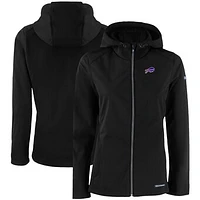 Women's Cutter & Buck Black Buffalo Bills Evoke Eco Softshell Recycled Full-Zip Hooded Jacket