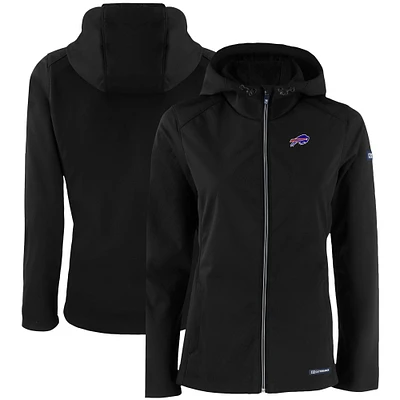 Women's Cutter & Buck Black Buffalo Bills Evoke Eco Softshell Recycled Full-Zip Hooded Jacket