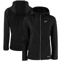 Women's Cutter & Buck Black Buffalo Bills Evoke Eco Softshell Recycled Full-Zip Hooded Jacket