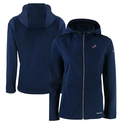 Women's  Cutter & Buck  Blue Detroit Lions  Americana Evoke Eco Softshell Recycled Full-Zip Jacket