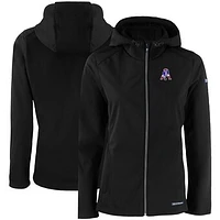 Women's Cutter & Buck Black New England Patriots Evoke Eco Softshell Recycled Full-Zip Hooded Jacket