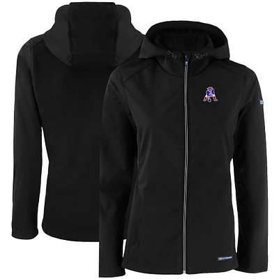 Women's Cutter & Buck Black New England Patriots Evoke Eco Softshell Recycled Full-Zip Hooded Jacket