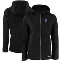 Women's Cutter & Buck Black New England Patriots Evoke Eco Softshell Recycled Full-Zip Hooded Jacket