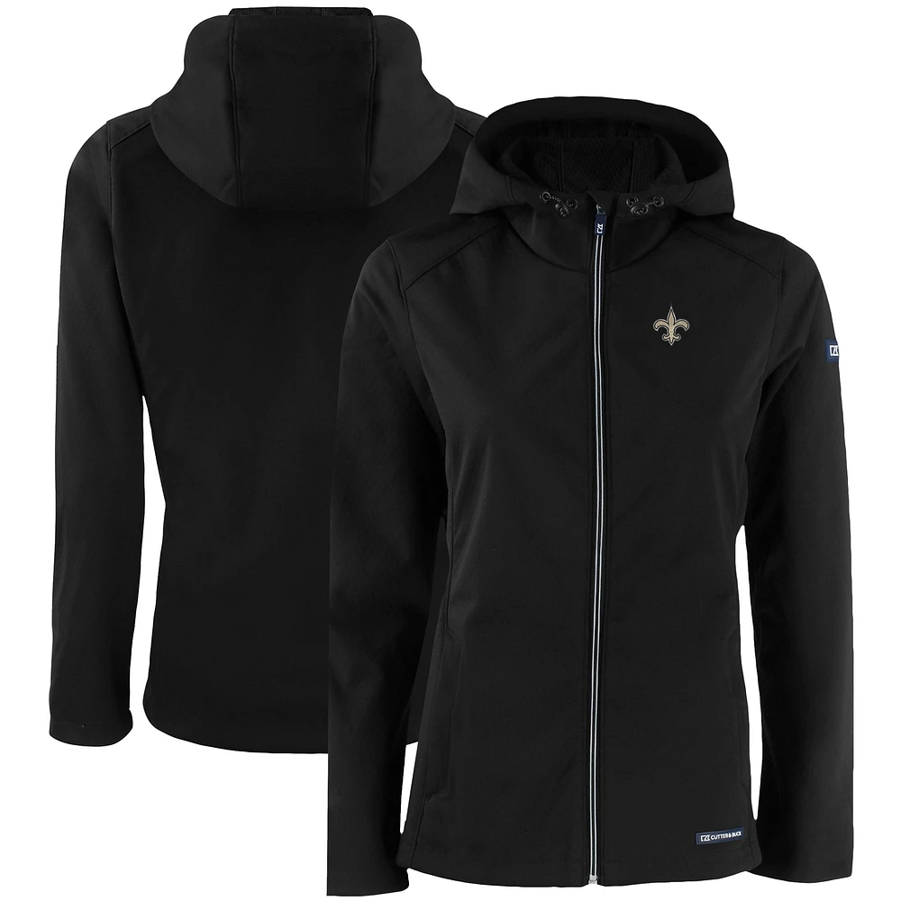 Women's Cutter & Buck New Orleans Saints Evoke Eco Softshell Recycled Full-Zip Hooded Jacket