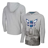 Men's Stadium Essentials Heather Gray Charlotte Hornets Atrium Raglan Long Sleeve Hoodie T-Shirt