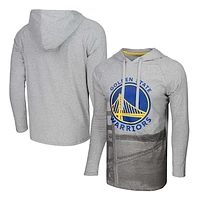 Men's Stadium Essentials Heather Gray Golden State Warriors Atrium Raglan Long Sleeve Hoodie T-Shirt