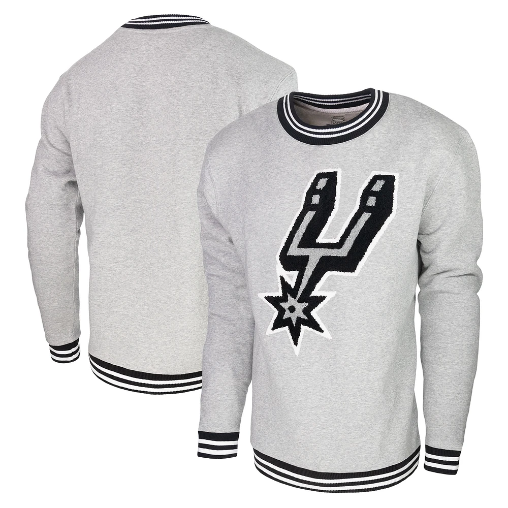 Men's Stadium Essentials Heather Gray San Antonio Spurs Club Level Pullover Sweatshirt